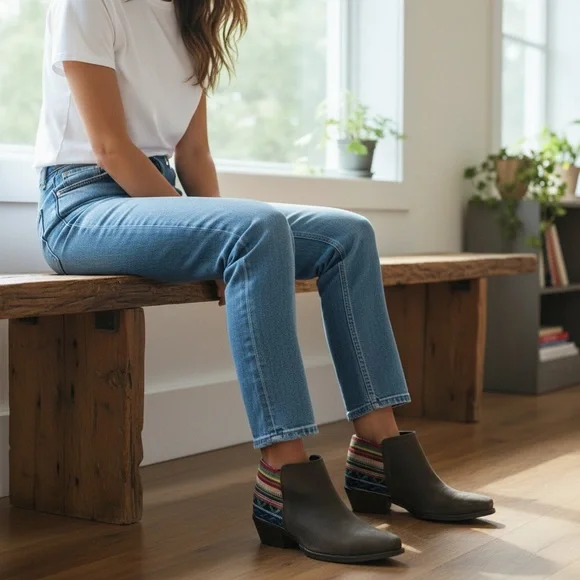 Roper Serape Distressed Leather Ankle Boots size 8 - Picture 4 of 11